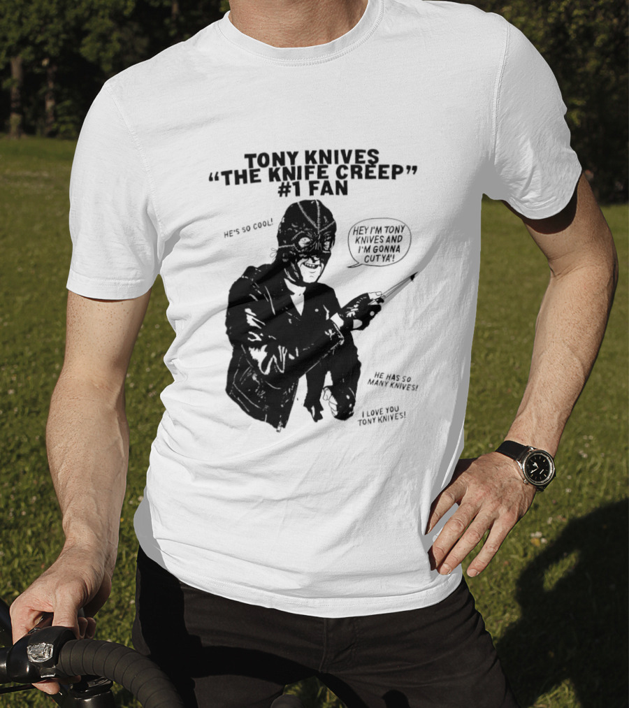 Tony Knives The Knife Creep Volume One Leather Jacket Mysterious True Crime Legendary Horror Movie Night Stalk Western Adventure T-Shirt
