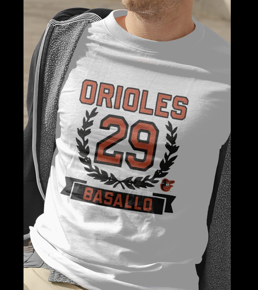 Orioles 29 Basallo Wreath Baltimore Baseball Rookie T-Shirt