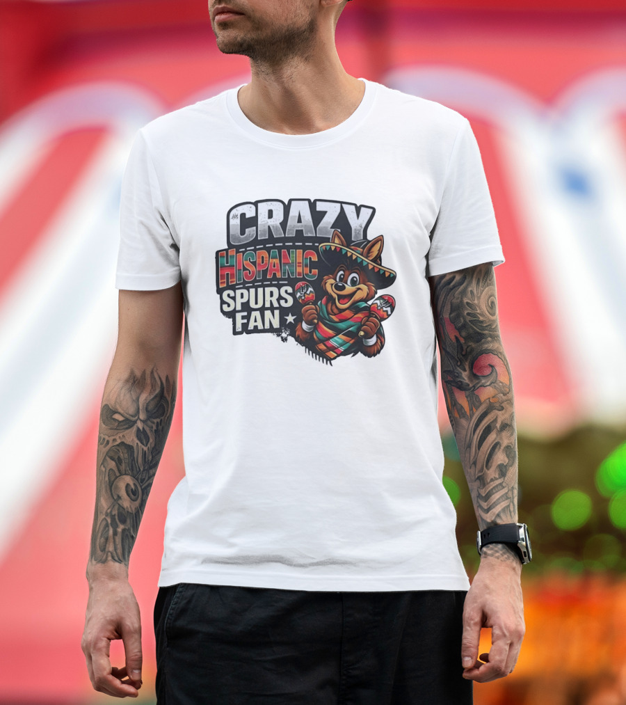 San Antonio Spurs Crazy Hispanic Spurs Fan Fiesta Coyote With Sombrero And Maracas T-Shirt