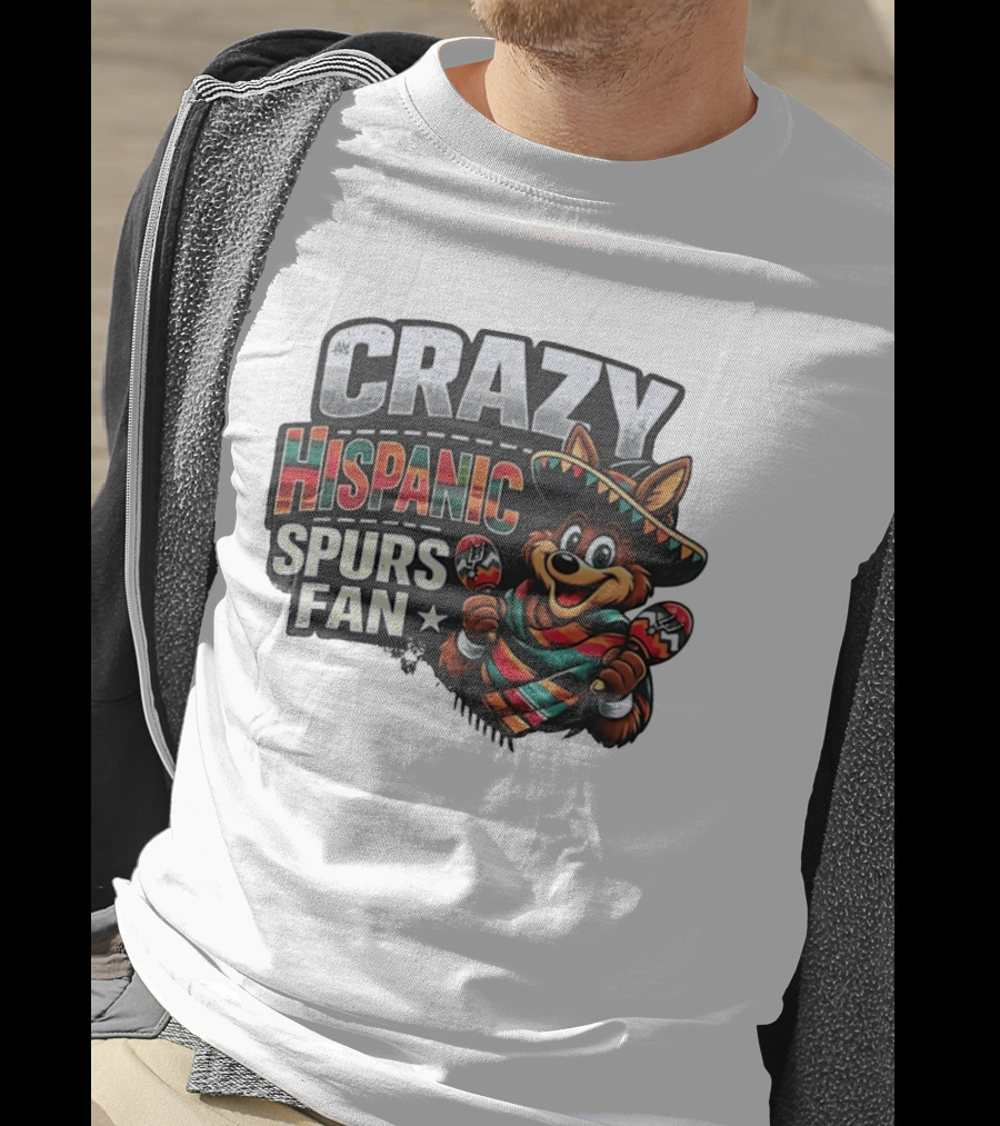 San Antonio Spurs Crazy Hispanic Spurs Fan Fiesta Coyote With Sombrero And Maracas T-Shirt
