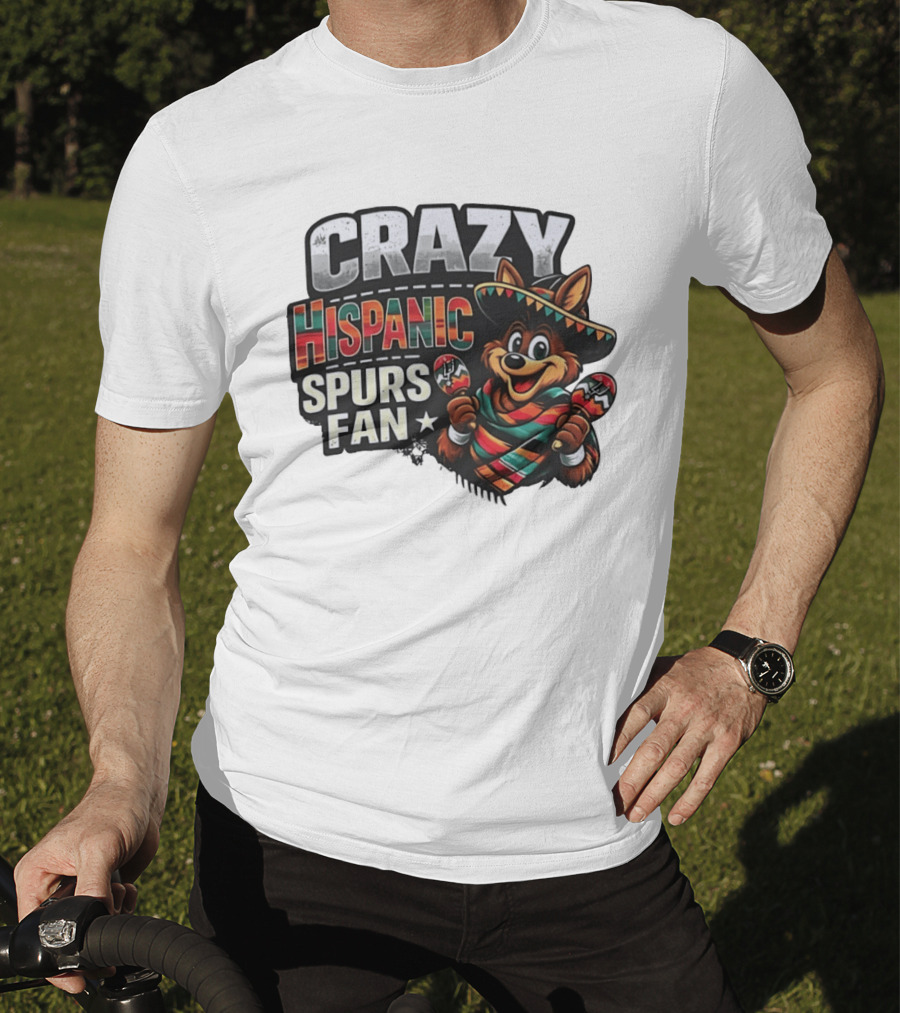 San Antonio Spurs Crazy Hispanic Spurs Fan Fiesta Coyote With Sombrero And Maracas T-Shirt