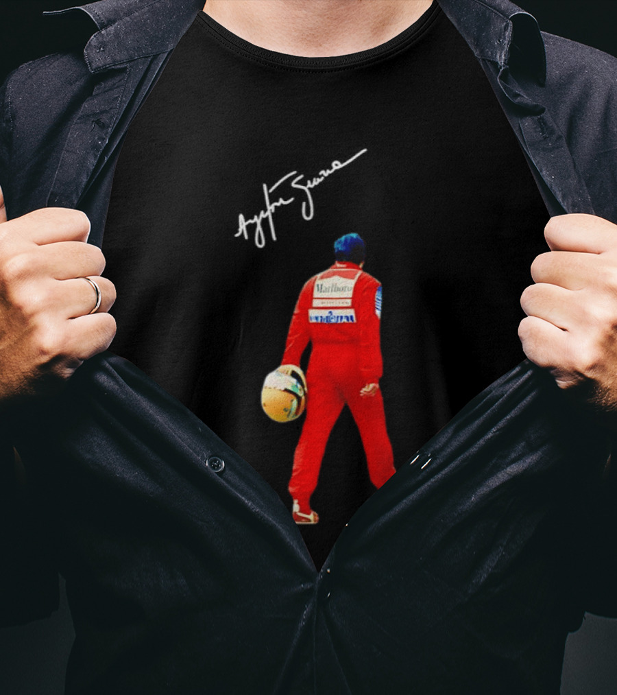 Ayrton Senna Racing Motorsport Legend Marlboro McLaren F1 Driver Iconic Branding T-Shirt