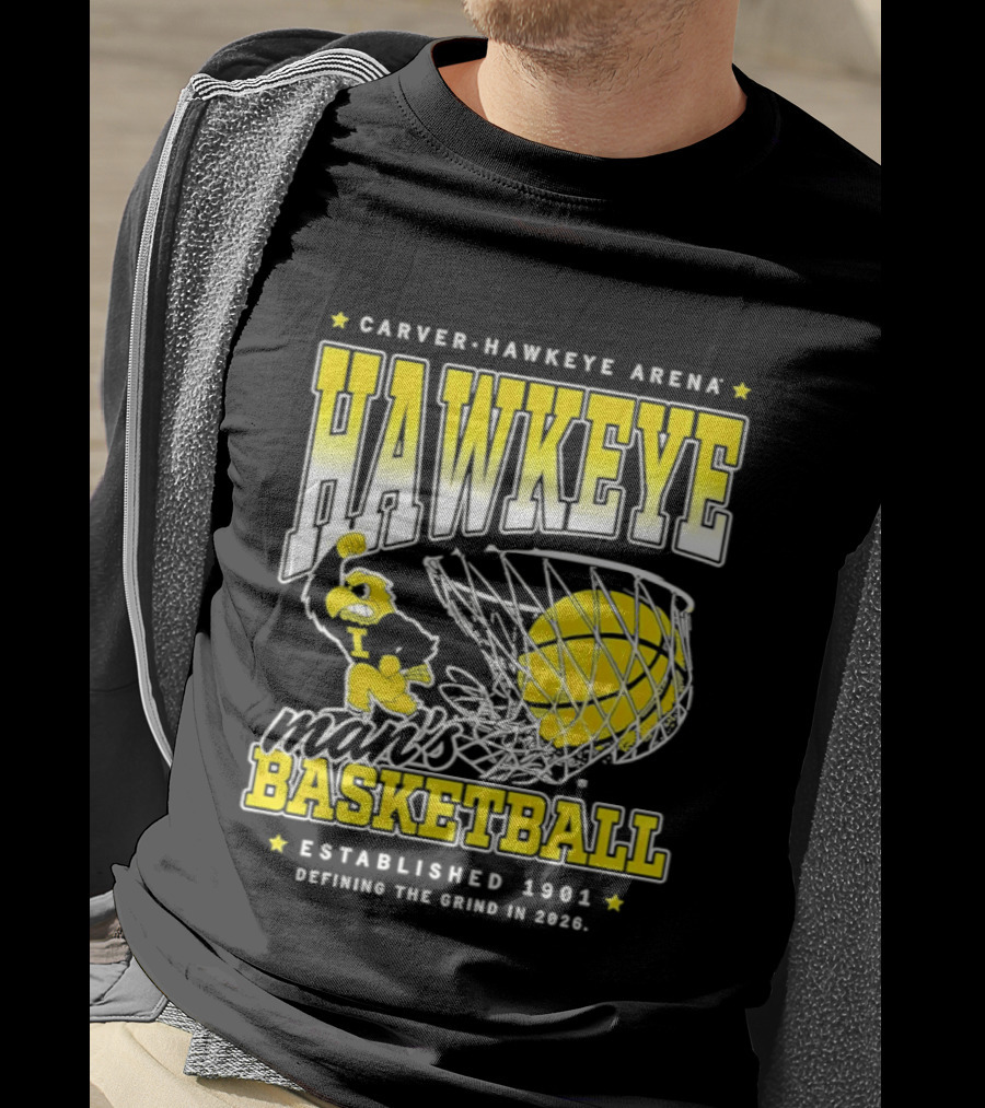 Carver Hawkeye Arena Man's Basketball Defining The Grind In 2023 Established 1901 T-Shirt
