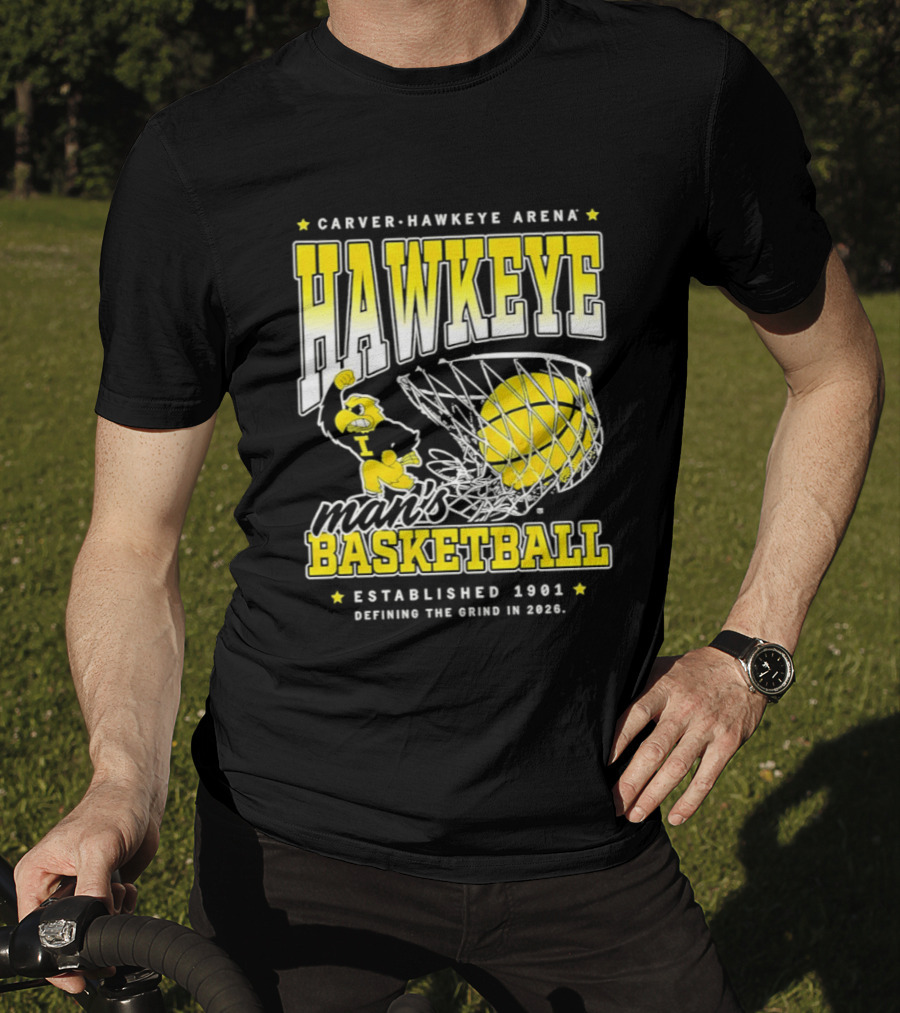 Carver Hawkeye Arena Man's Basketball Defining The Grind In 2023 Established 1901 T-Shirt