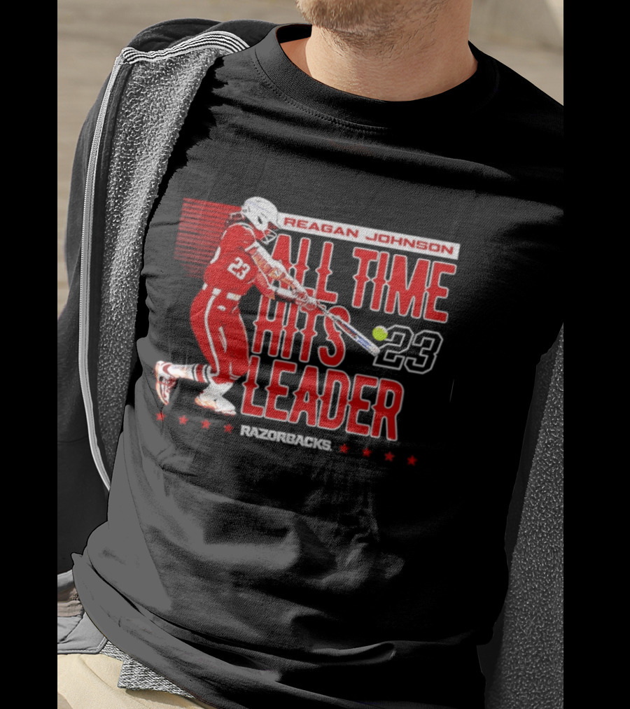 Reagan Johnson All Time Hits Leader 23 Arkansas Razorbacks Softball T-Shirt