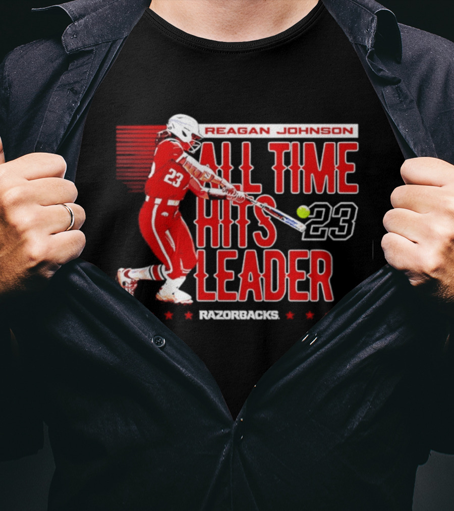 Reagan Johnson All Time Hits Leader 23 Arkansas Razorbacks Softball T-Shirt
