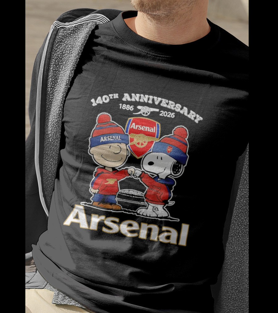 Charlie Brown Snoopy Arsenal 140th Anniversary 1886 2026 T-Shirt