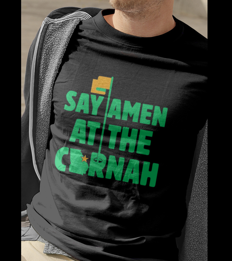 Say Amen At The Cornah Golf Flag Star Motif T-Shirt