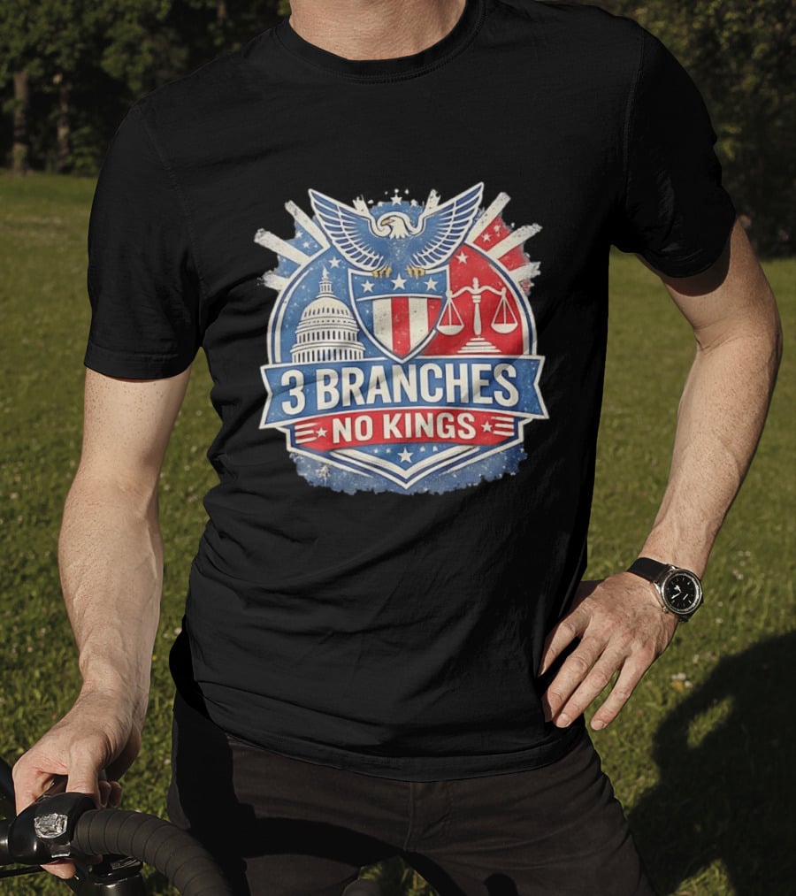 3 Branches No Kings Eagle Emblem Capitol Justice Scales T-Shirt