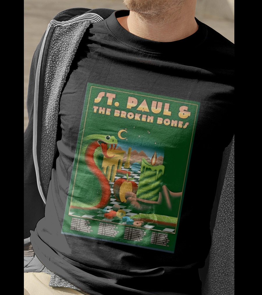 St Paul And The Broken Bones 2026 North America Tour Snake Candle Chessboard T-Shirt