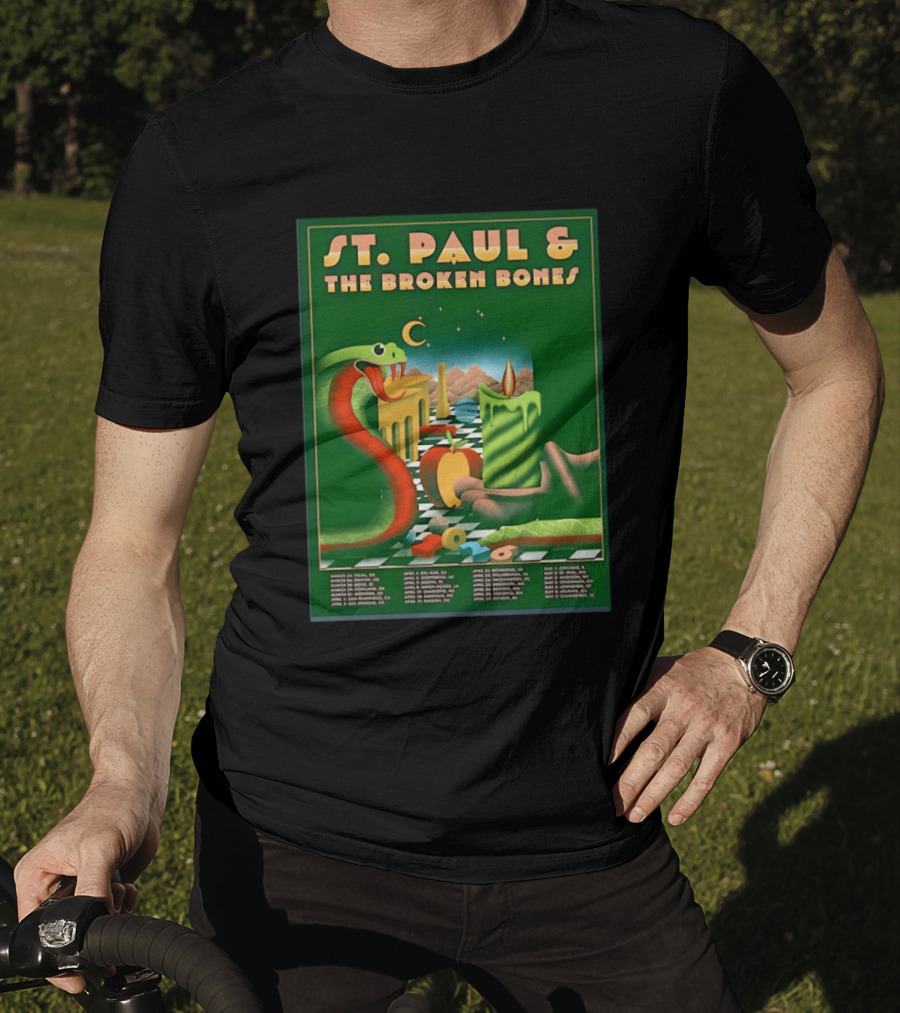 St Paul And The Broken Bones 2026 North America Tour Snake Candle Chessboard T-Shirt