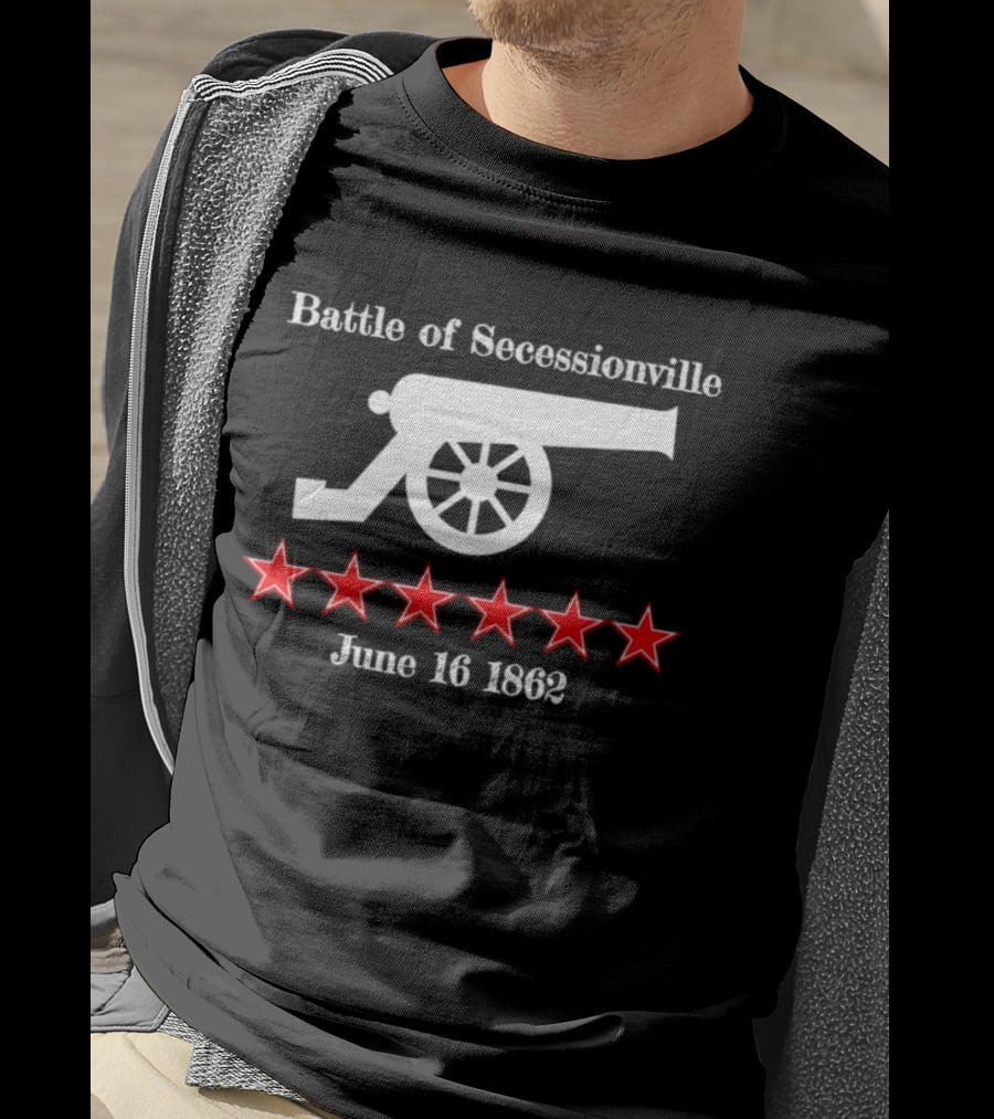 Battle Of Secessionville June 16 1862 War Cannon Six Red Stars T-Shirt