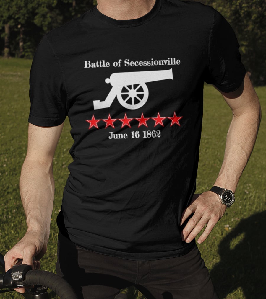 Battle Of Secessionville June 16 1862 War Cannon Six Red Stars T-Shirt