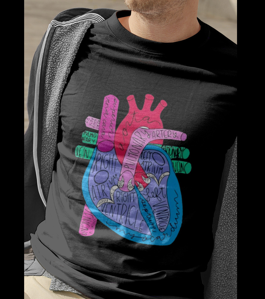 Heart Anatomy Aorta Pulmonary Artery Superior Vena Cava Right Atrium Ventricle Diagram T-Shirt
