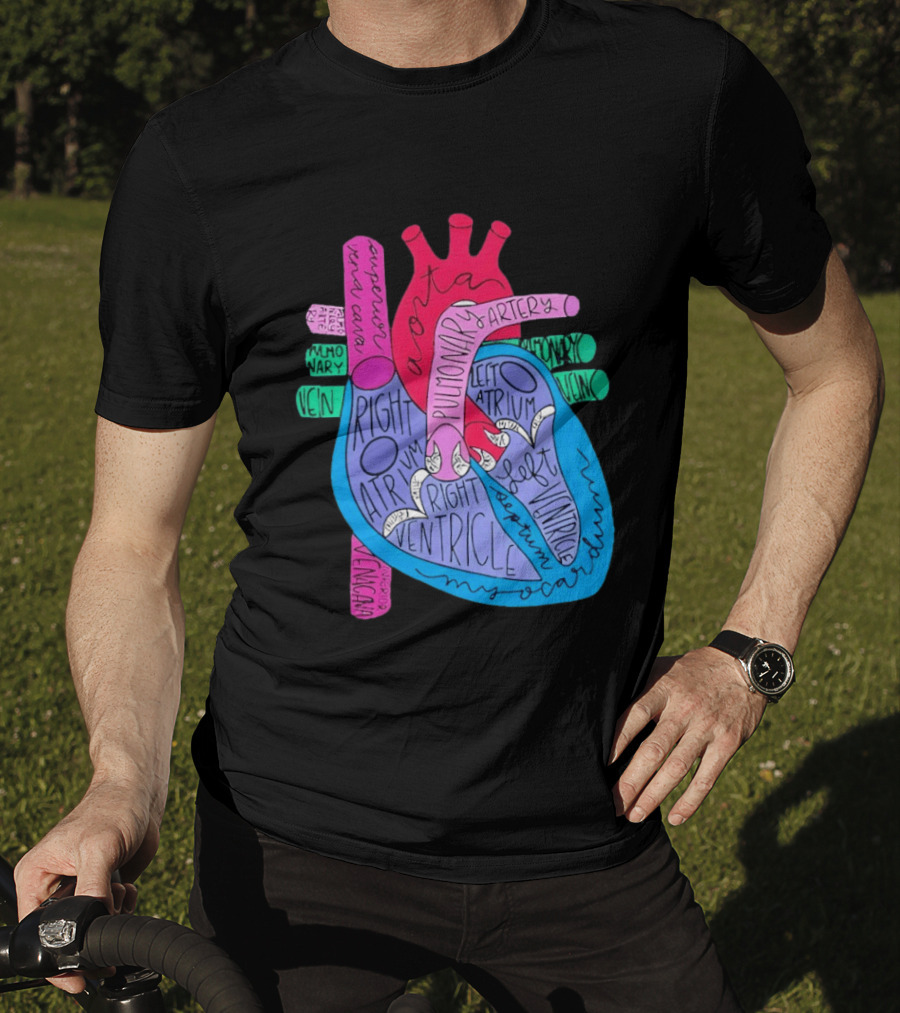 Heart Anatomy Aorta Pulmonary Artery Superior Vena Cava Right Atrium Ventricle Diagram T-Shirt