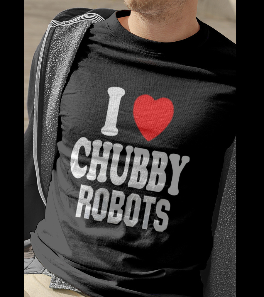 I Love Heart Chubby Robots T-Shirt