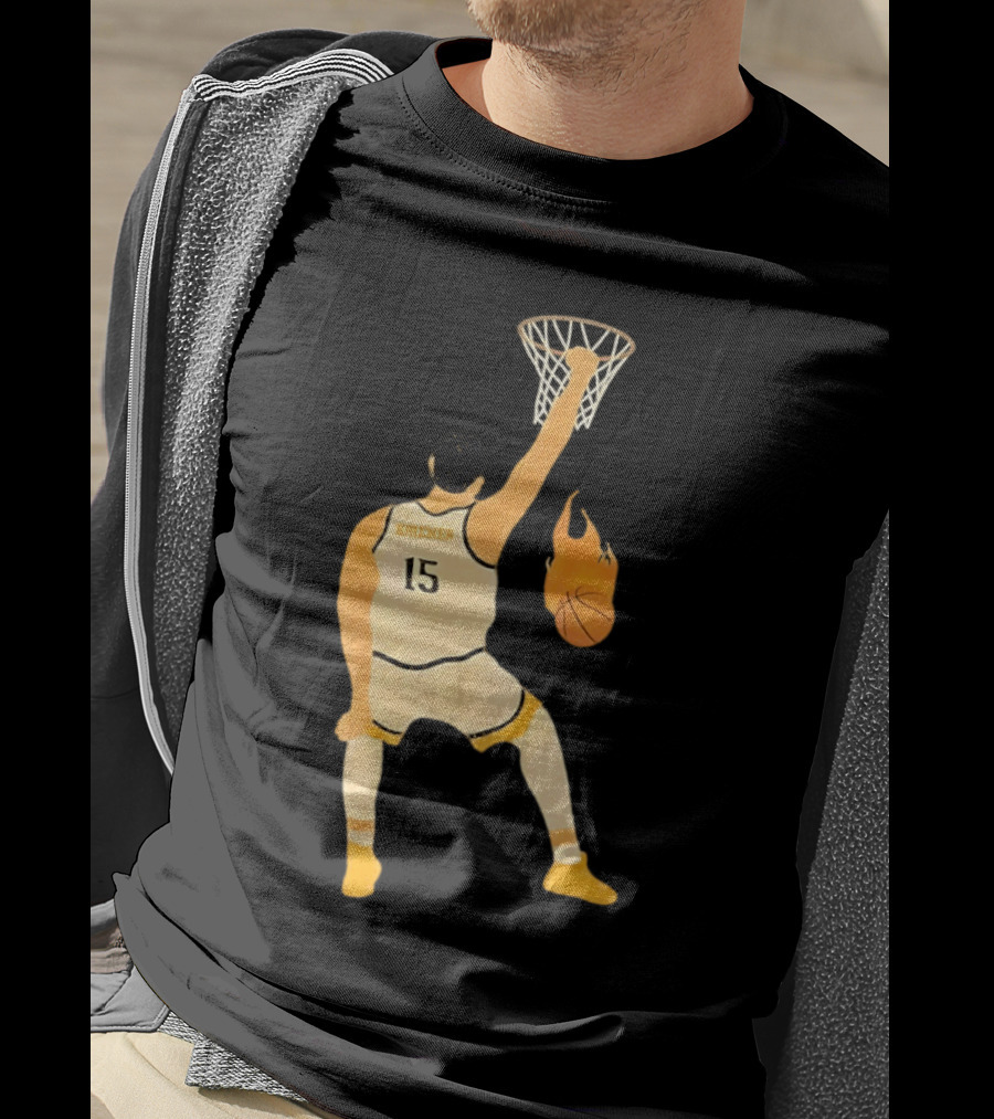Nikola Jokic Denver Nuggets 15 Basketball Player Dunking Flame Ball T-Shirt