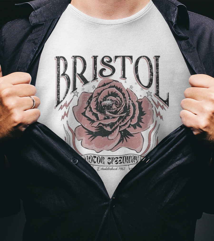 Bristol Motor Speedway Rose Graphic 1961 Racing Memorabilia T-Shirt