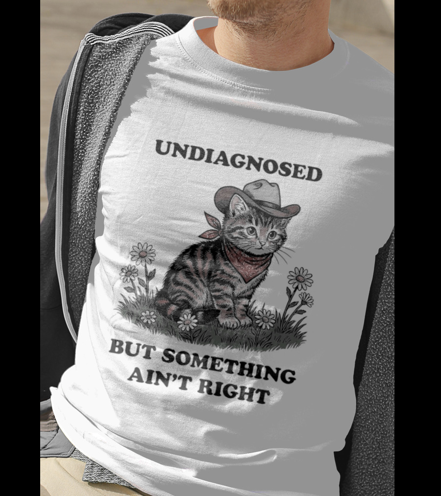 Undiagnosed Cat Wearing Cowboy Hat But Something Ain't Right T-Shirt
