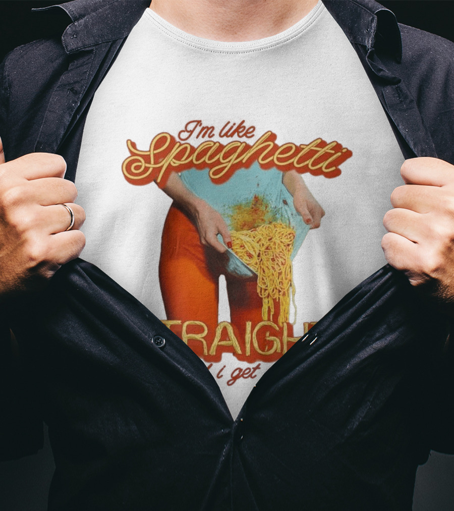 Spaghetti Straight Until I Get Wet Funny Meme T-Shirt