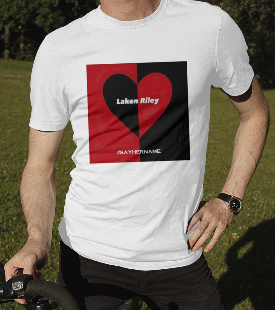 Laken Riley Heart SayHerName Red Black Heart Shape T-Shirt