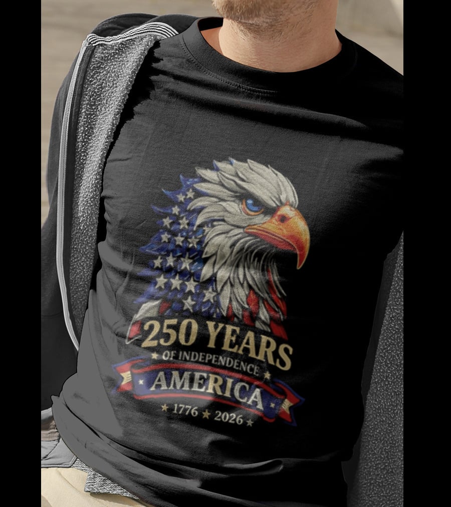250 Years Of Independence America 1776 2026 Bald Eagle Celebration T-Shirt