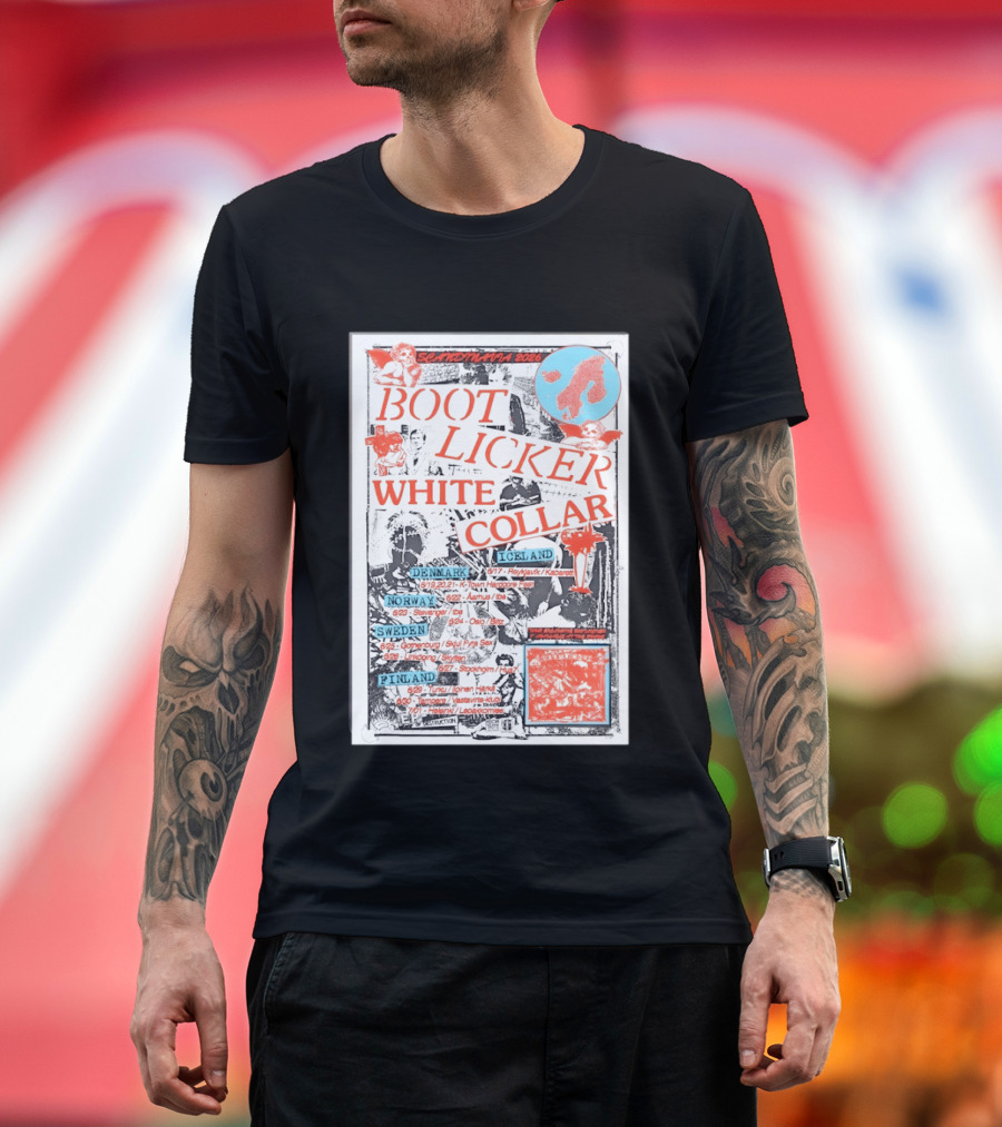 Scandinavia 2026 BootLicker White Collar Tour Denmark Norway Sweden Finland Iceland T-Shirt
