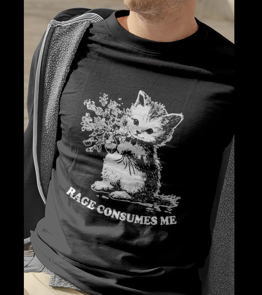 Rage Consumes Me Cat Meme Cute Kitten Flower T-Shirt