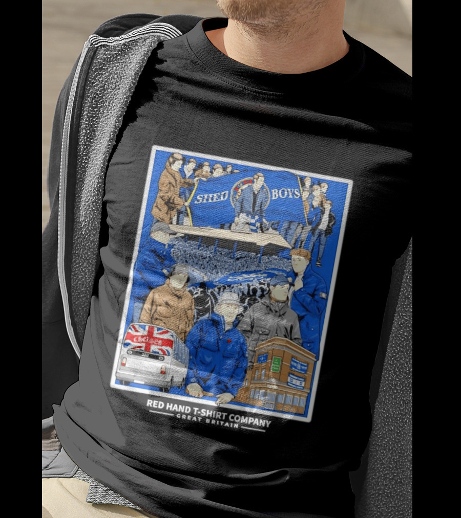 Chelsea Shed Boys Retro Football Culture Red Hand Company T-Shirt