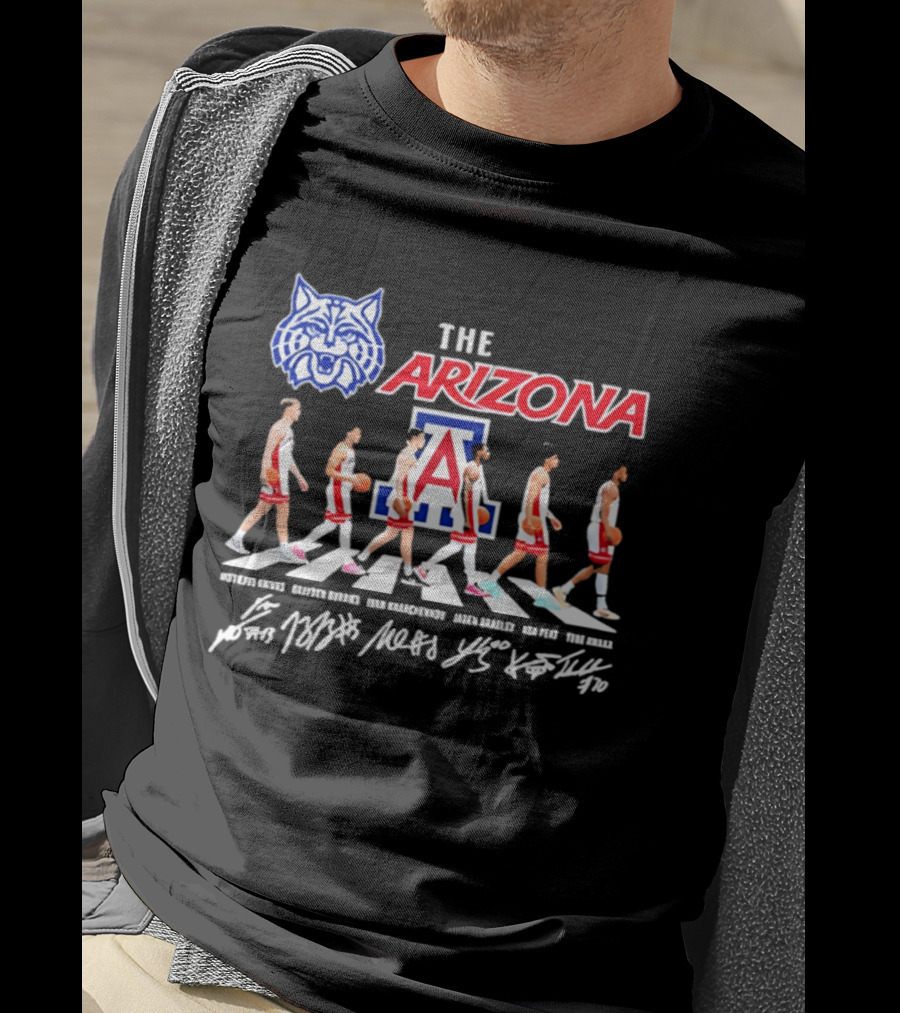 Arizona Wildcats Basketball Roster Abbey Road Walk Team T-Shirt