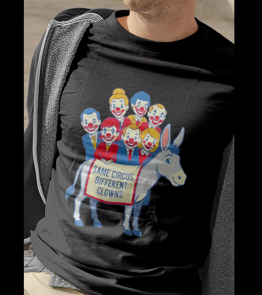 Same Circus Different Clowns Riding A Donkey Clown Faces T-Shirt