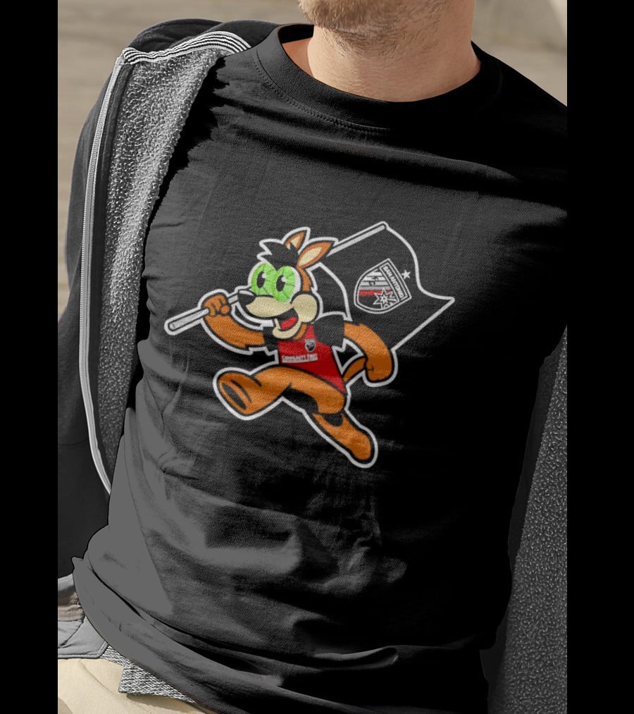 Coyote With Soccer Flag SAFC Crest Animated T-Shirt