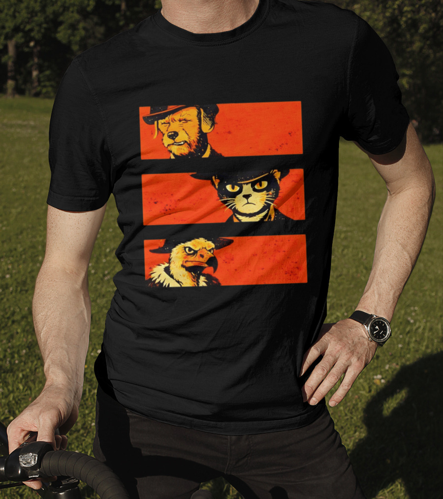 Dog The Good Cat The Bad Eagle The Ugly Western Animal Trio T-Shirt