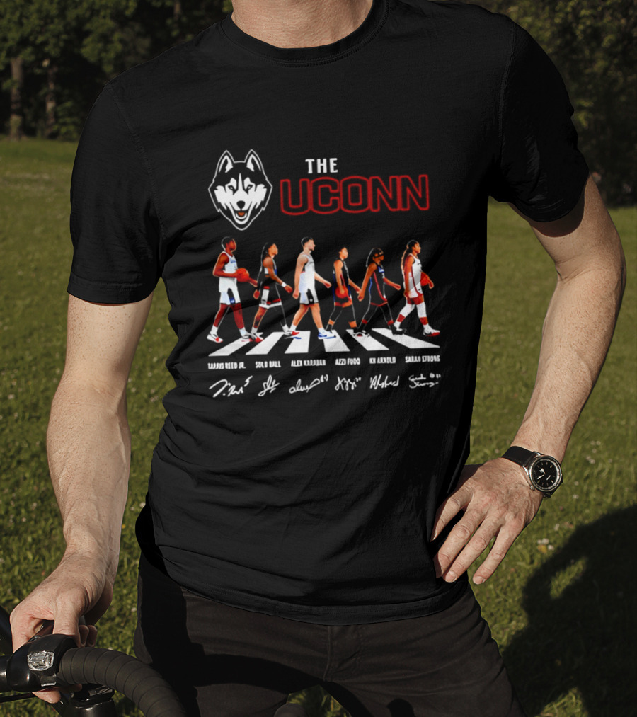 The UConn Huskies Men's And Women's Basketball Players Walking Abbey Road T-Shirt