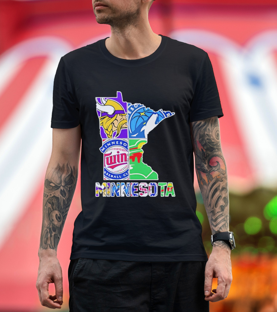 Minnesota Sports Teams Vikings Twins Wild Timberwolves Mashup T-Shirt