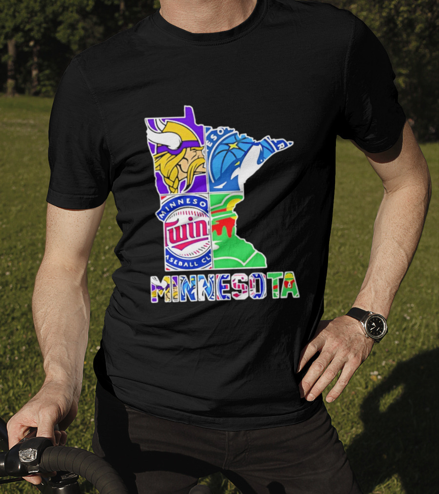 Minnesota Sports Teams Vikings Twins Wild Timberwolves Mashup T-Shirt
