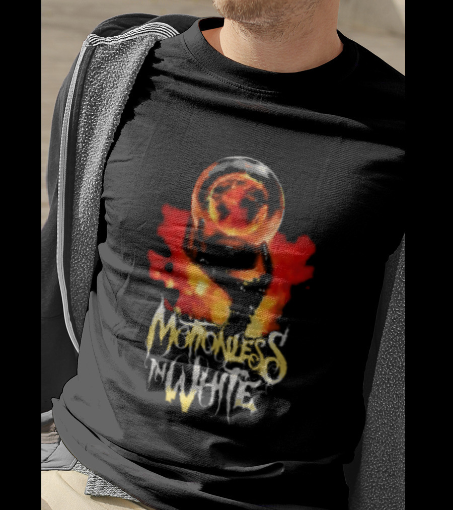 Motionless In White UK EU Tour 2026 Make Them Suffer Fiery Skull T-Shirt
