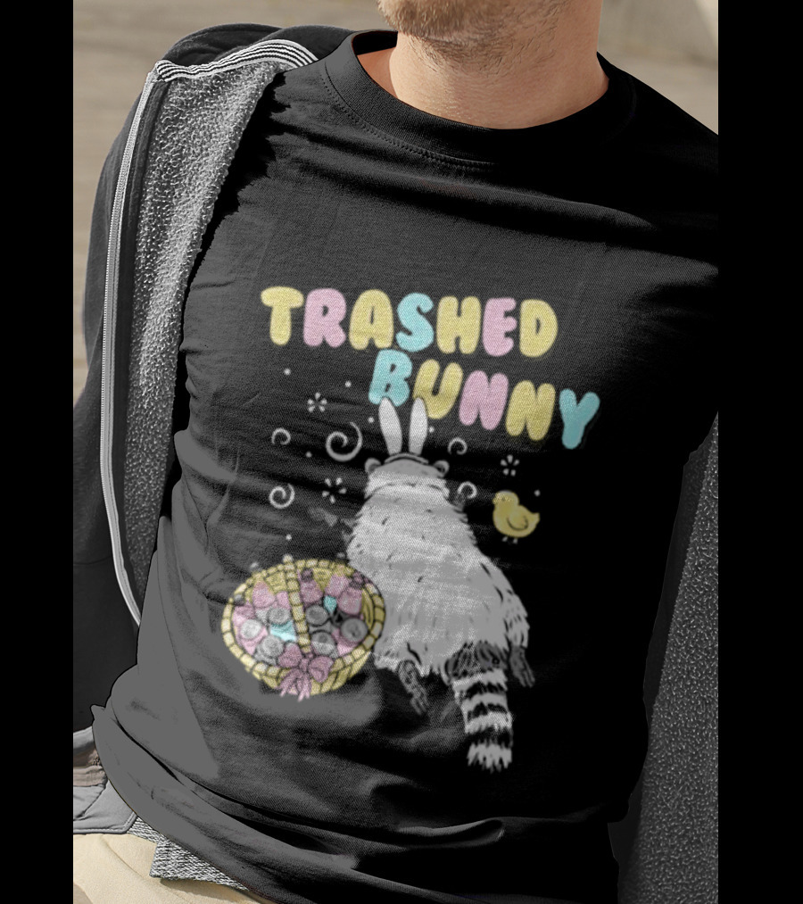 Trashed Bunny Raccoon Pastel Swirls Duck T-Shirt