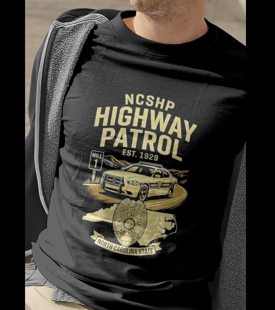 NCSHP Highway Patrol Est. 1929 Scenic Route Car T-Shirt