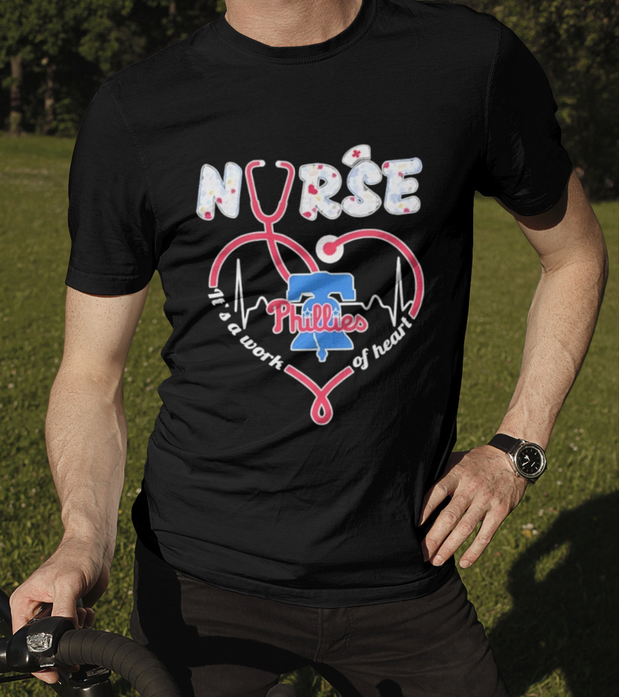 Philadelphia Phillies Nurse It's A Work Of Heart Stethoscope T-Shirt