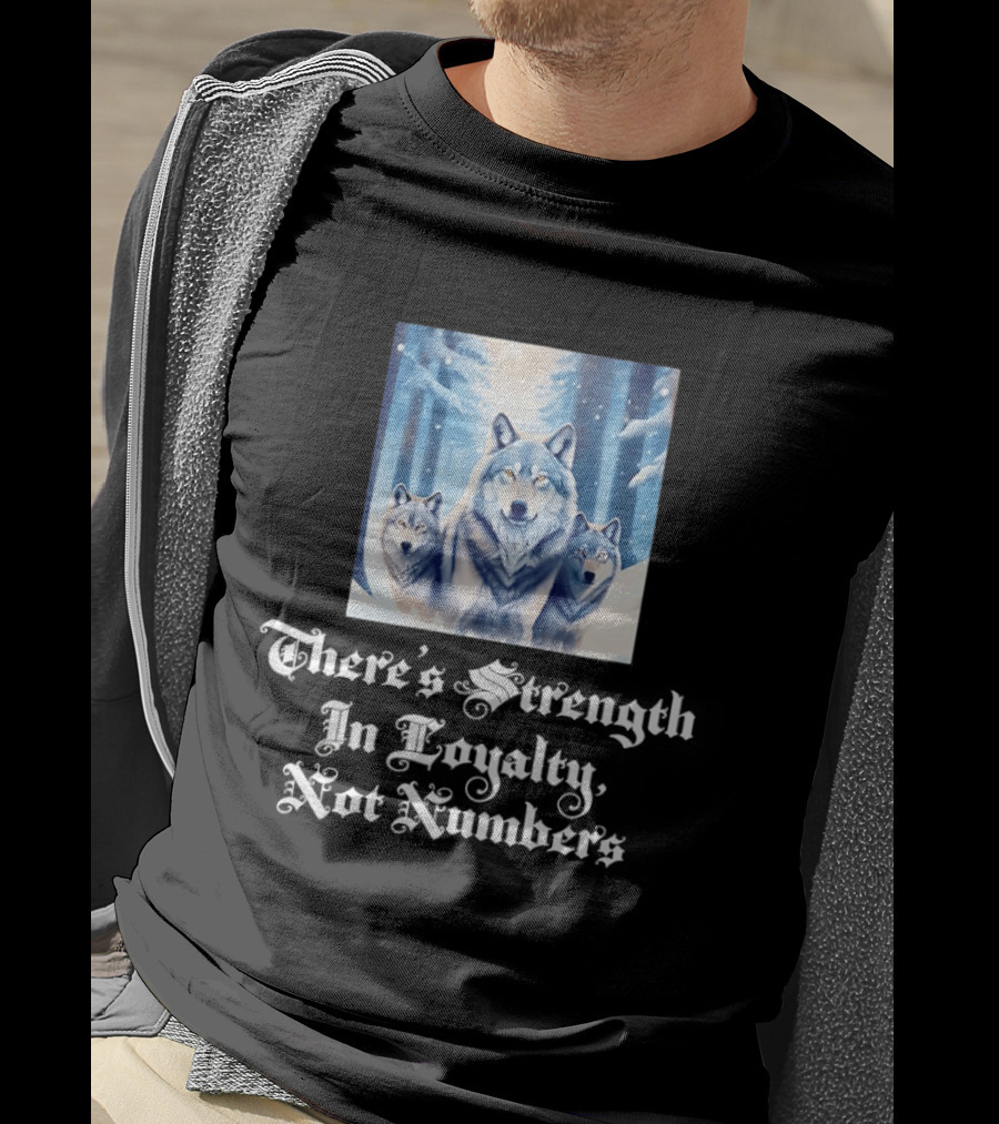 Wolf Pack Strength In Loyalty Winter Forest Scene T-Shirt