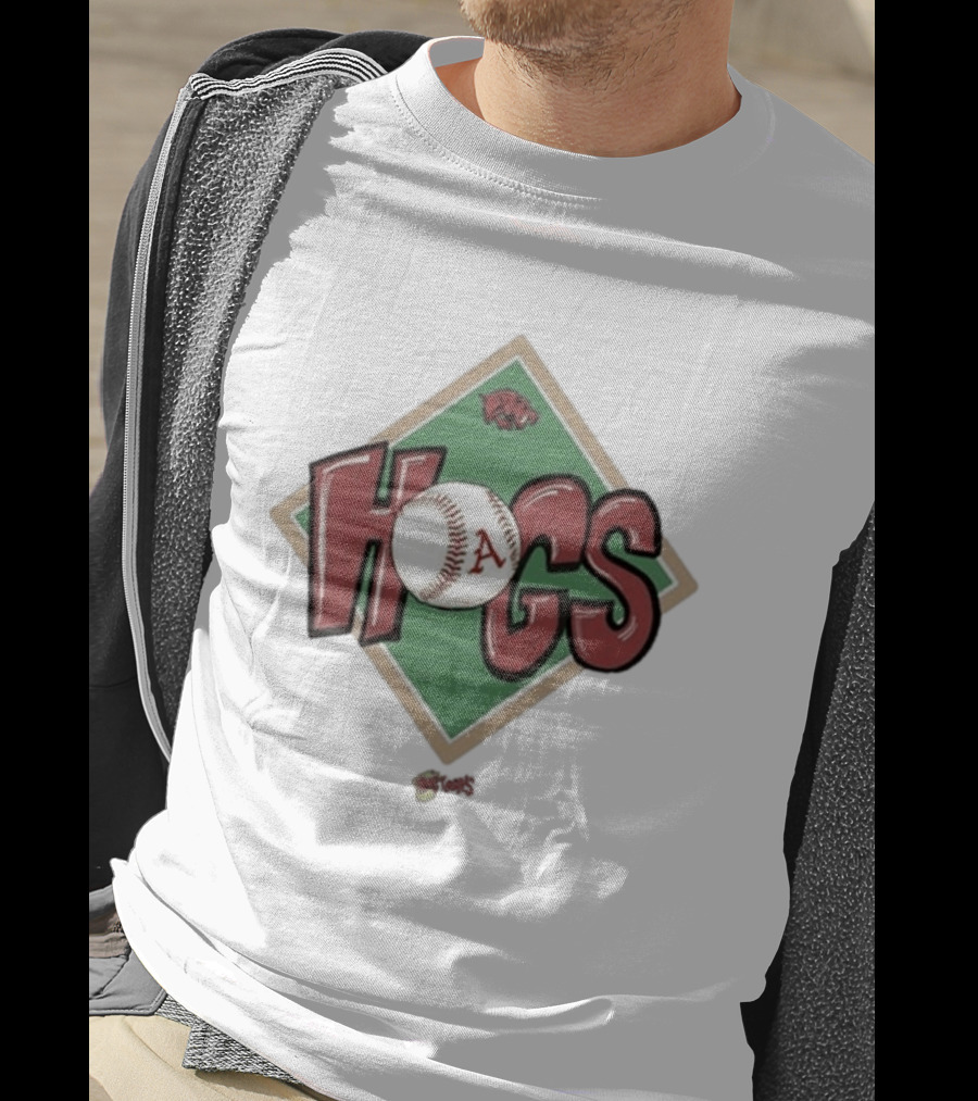 Arkansas Razorbacks Hogs Baseball Diamond Cartoon T-Shirt