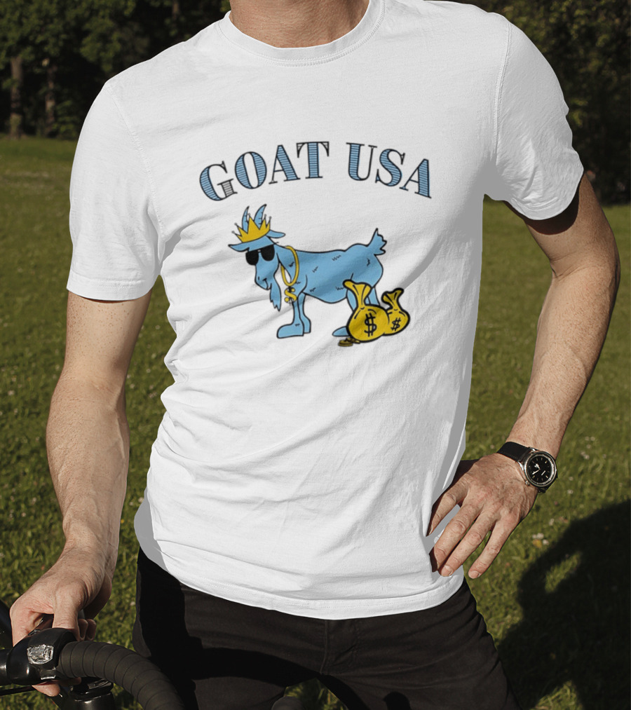 GOAT USA Cash Money Crowned Goat With Sunglasses And Gold Chains T-Shirt