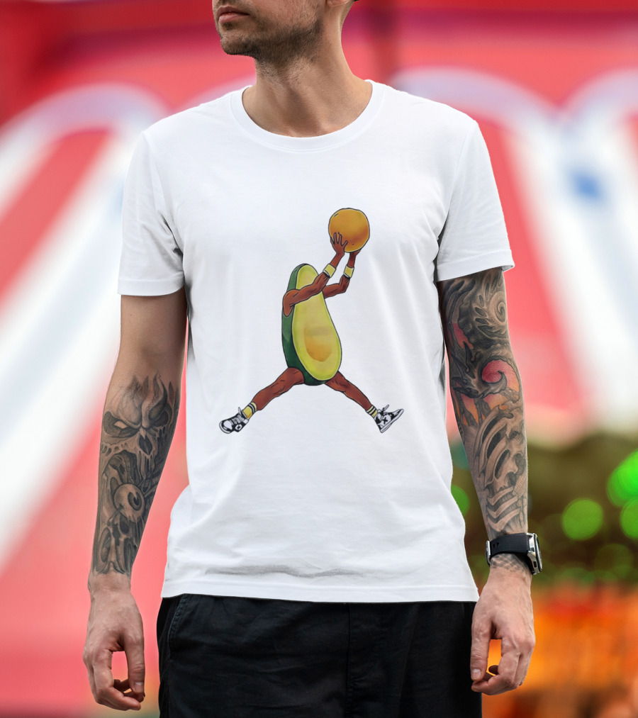 Avocado Basketball Athlete Dunking Fruit T-Shirt