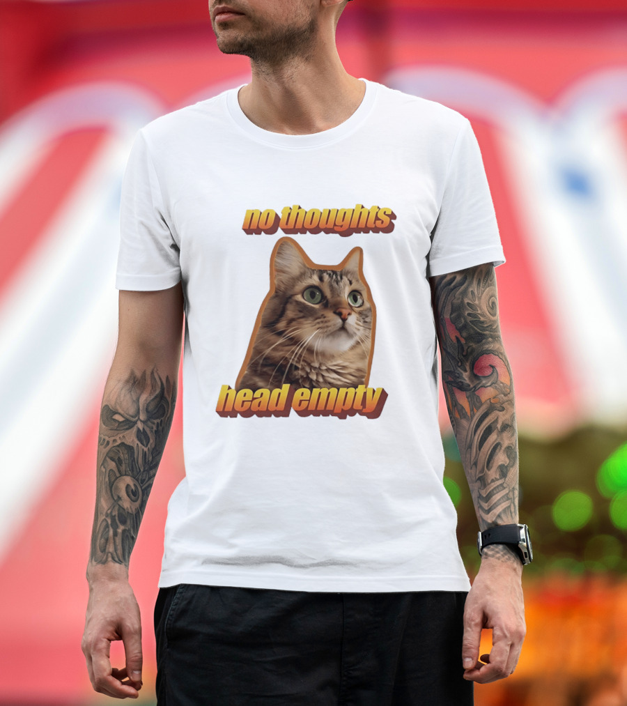 No Thoughts Head Empty Cat Meme Funny Humor T-Shirt