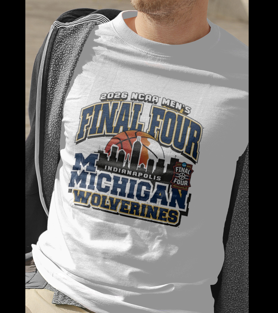 2026 NCAA Men's Final Four Michigan Wolverines Indianapolis Skyline Basketball T-Shirt
