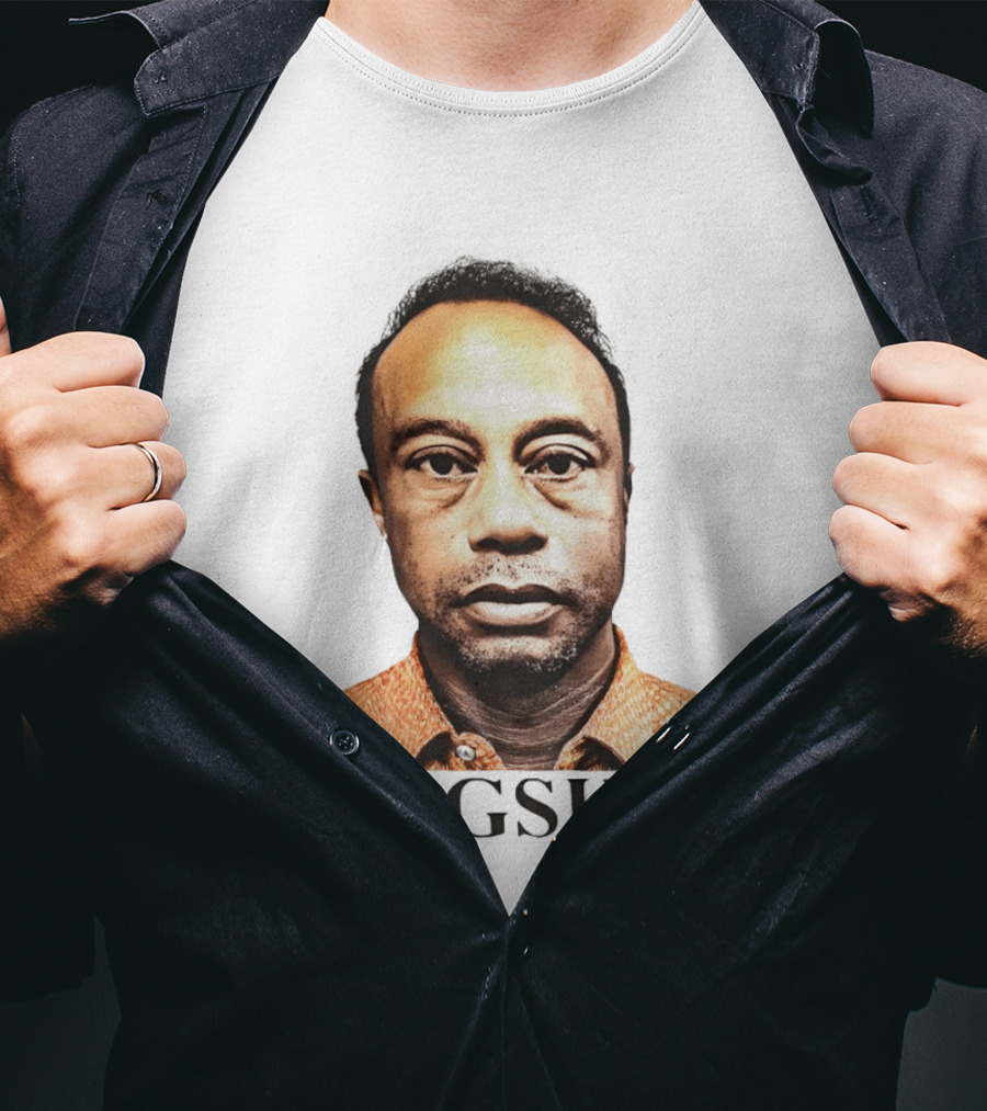 Tiger Shot Face Parody With Golf T-Shirt