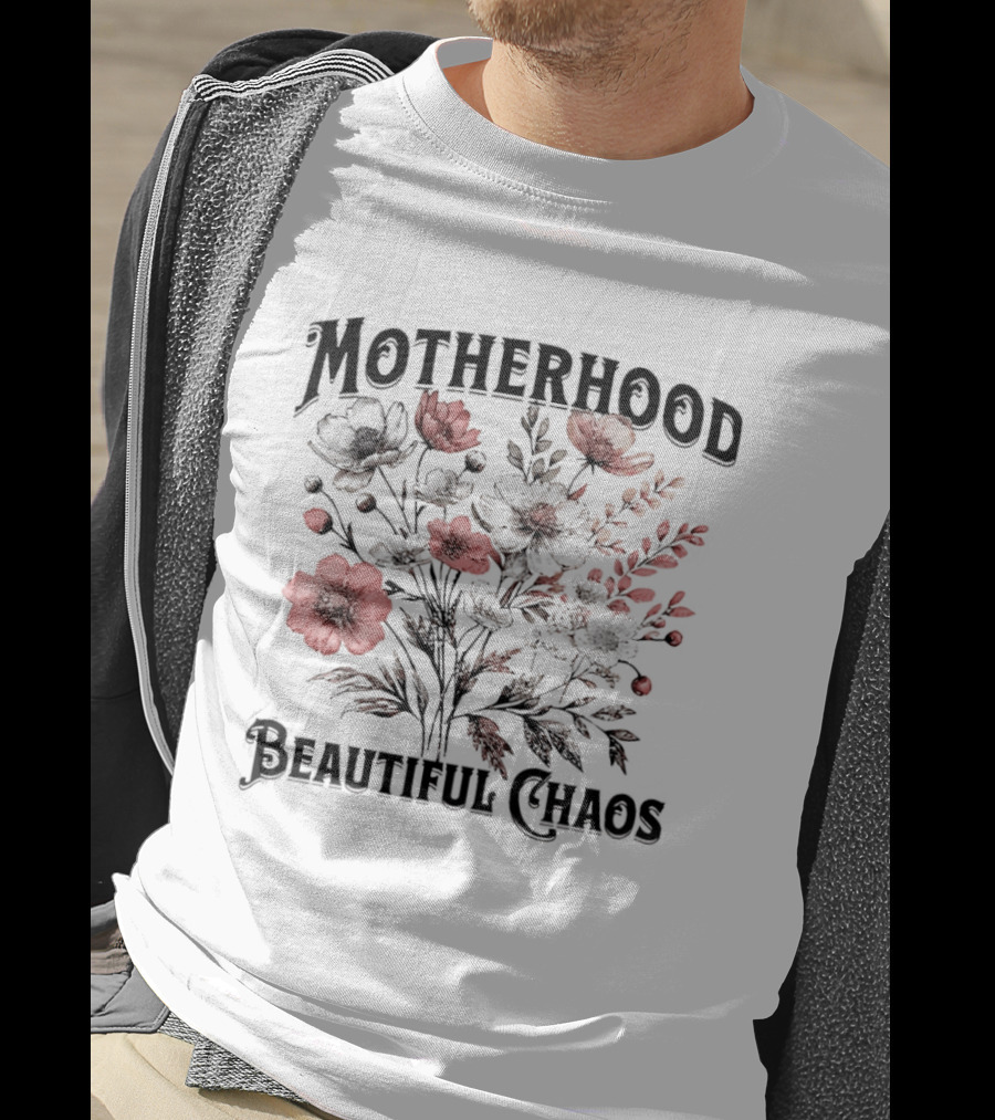 Motherhood Beautiful Chaos Red Floral Blooms T-Shirt