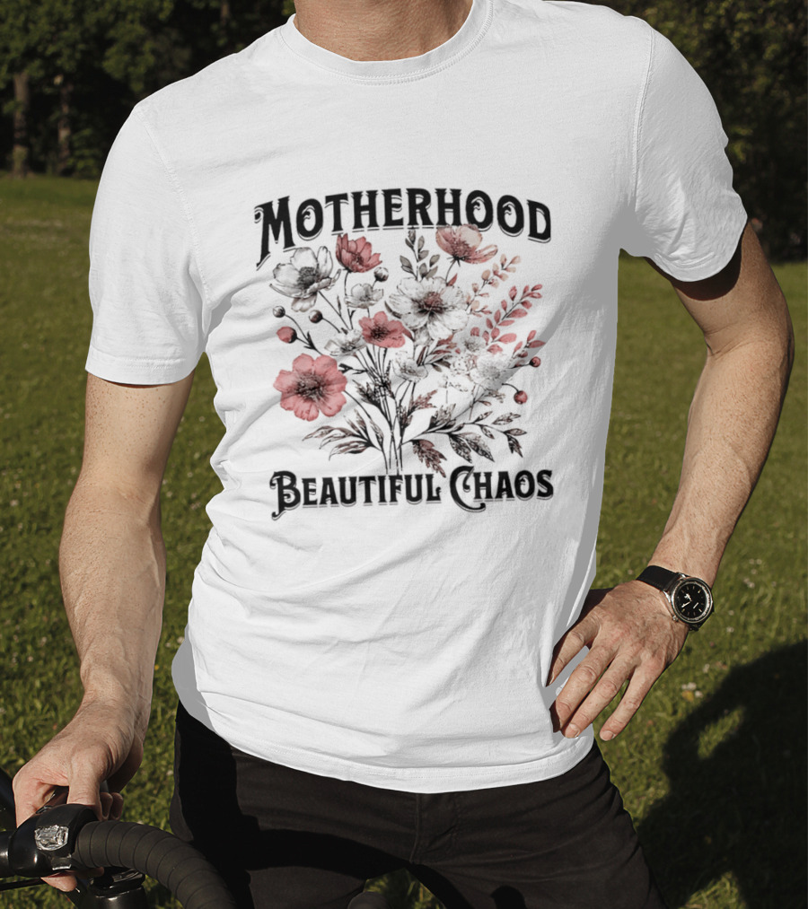 Motherhood Beautiful Chaos Red Floral Blooms T-Shirt