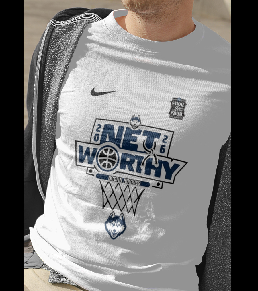 UConn Huskies Net Worthy Basketball 2026 Nike Logo Five Four T-Shirt